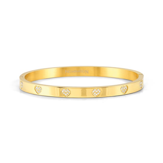 Pretty Bangle with Hearts, Large - Gold - 029504/006
