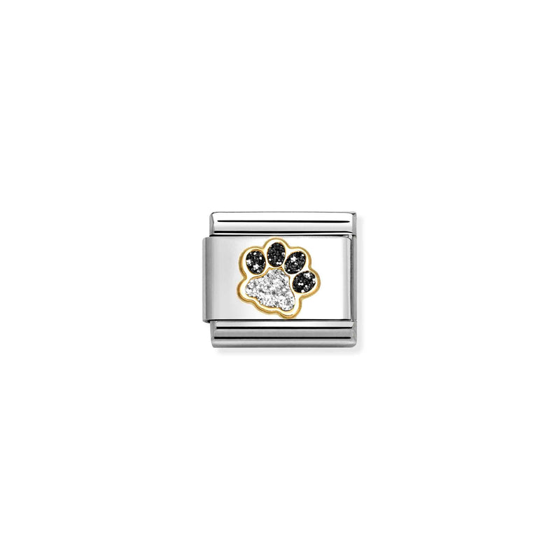 Composable Classic Black/Silver Glitter Pawprint Link - 030220/22