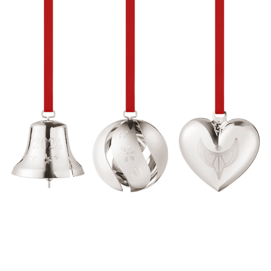 2024 3pcs Christmas Ornament Set, Silver - 10020409