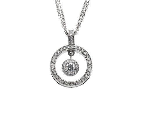 Circular Diamond Pendant, 0.76ct - 18ct White Gold