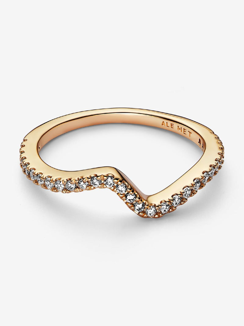 Sparkling Wave Ring - 14ct Gold Plated - 162539C01
