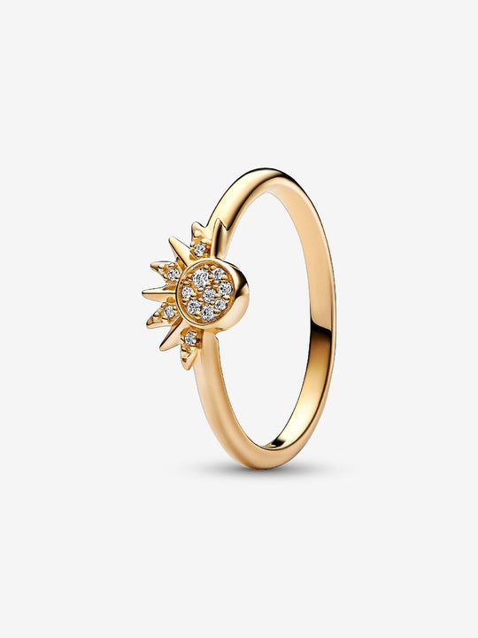 Celestial Sparkling Sun Ring - 14ct Gold Plated - 162674C01