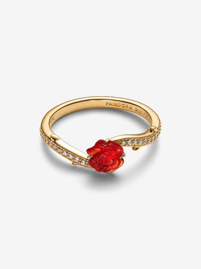 Disney Beauty & The Beast Rose Ring - 14ct Gold Plated - 163984C01