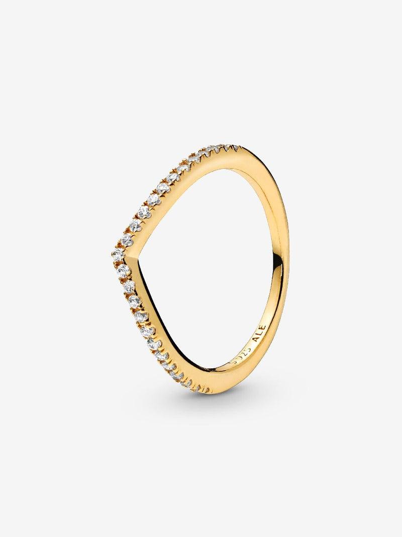 Sparkling Wishbone Ring - 14ct Gold Plated - 168758C01