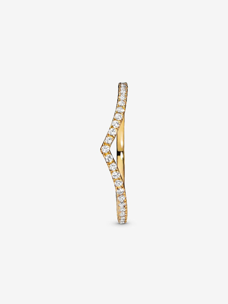 Sparkling Wishbone Ring - 14ct Gold Plated - 168758C01