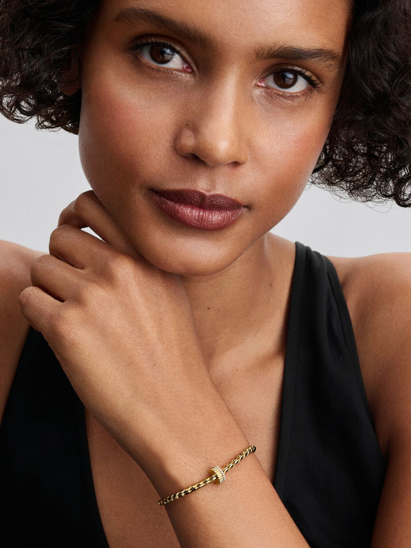 Ribbed Clip Charm with CZ - 14ct Gold Plated - 764078C01