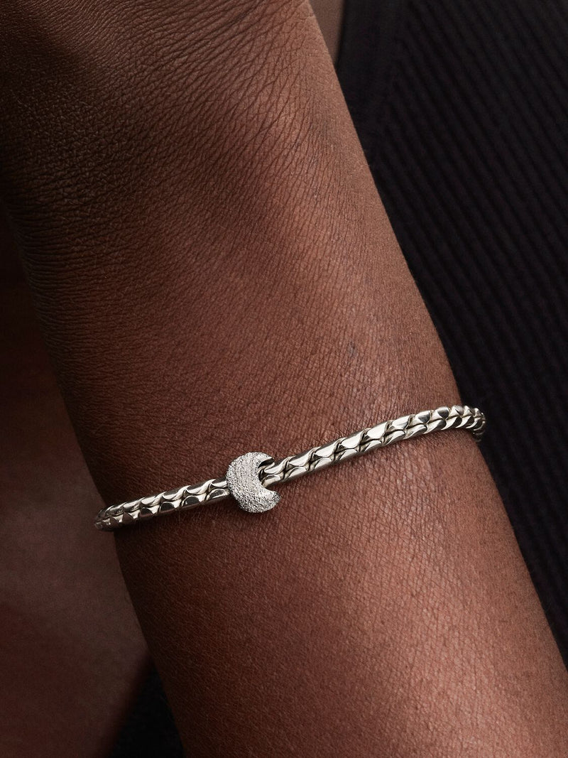 Textured Moon Mini Charm - Sterling Silver - 794054C00