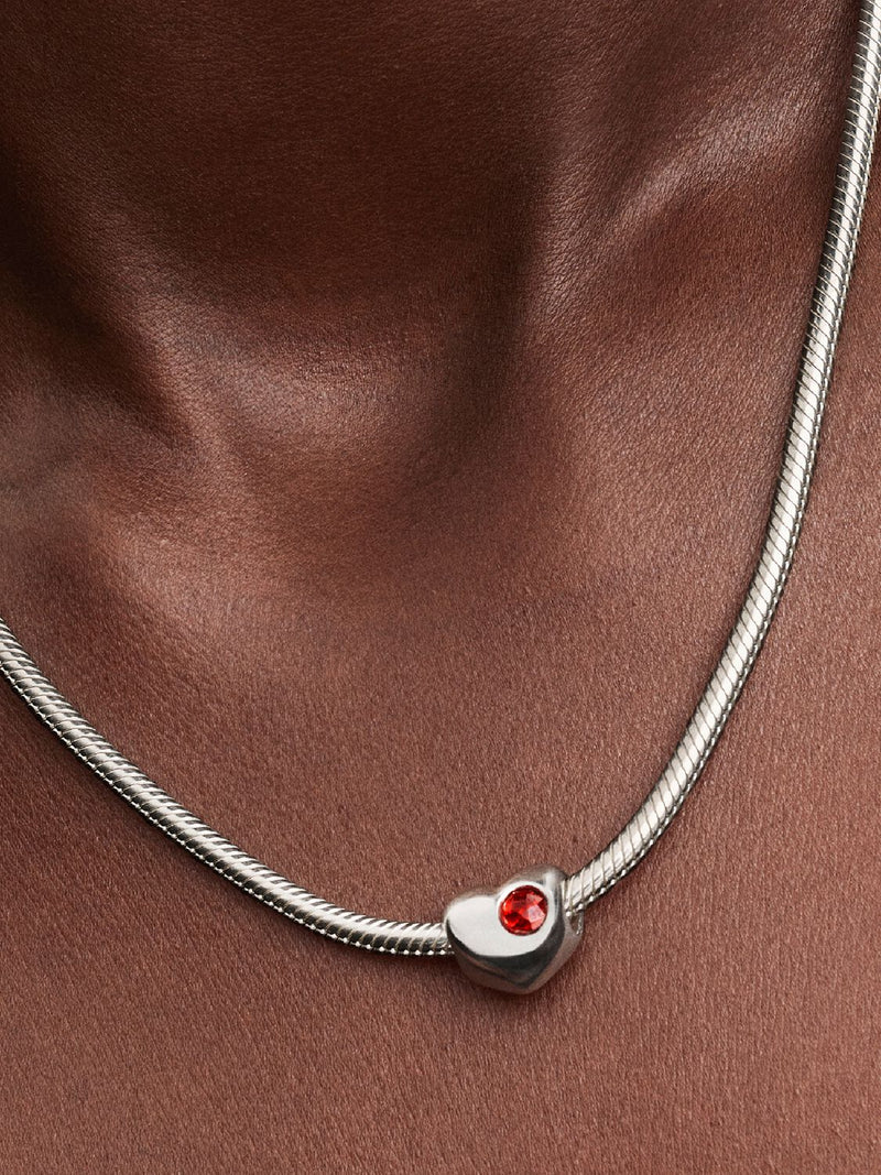 January Birthstone Heart Charm, Salsa Red Crystal - Sterling Silver - 794161C01