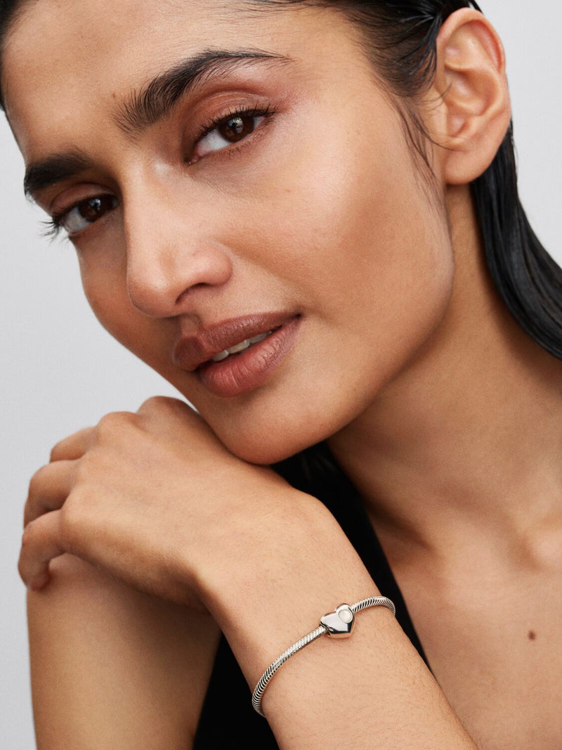 June Birthstone Heart Charm, Mother of Pearl - Sterling Silver - 794161C06