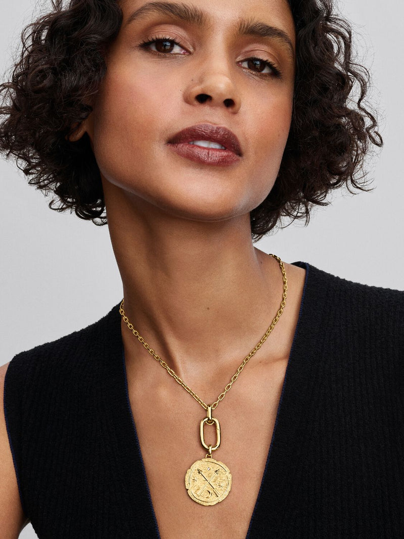 Crossing Arrows Medallion Charm - 14ct Gold Plated - 764084C01