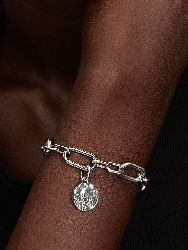 Skull Medallion Charm - Sterling Silver - 794089C01