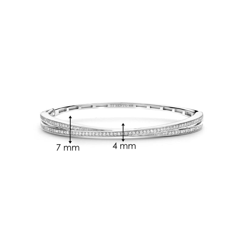 Milano Intertwined Bands Bangle - Silver - 23072ZI