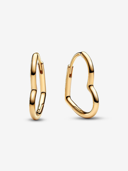 Asymmetrical Heart Hoop Earrings - 14ct Gold Plated - 268307C00