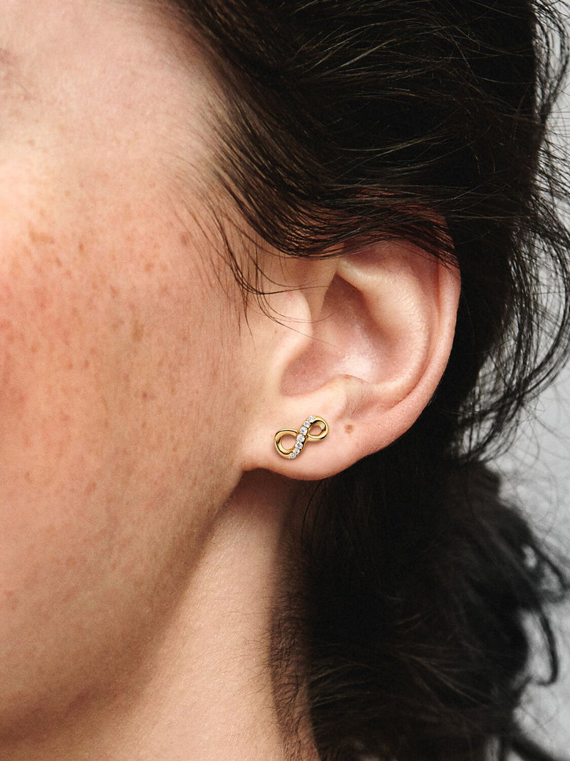 Sparkling Infinity Stud Earrings - 14ct Gold Plated - 268820C01