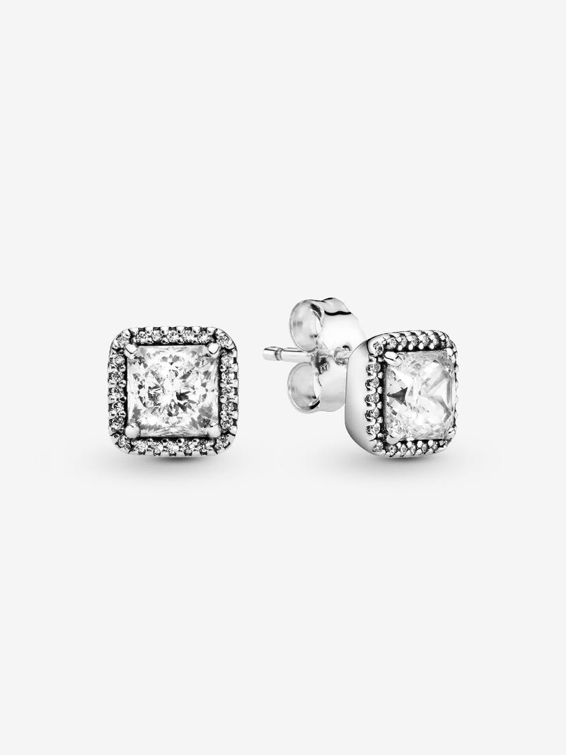 Square Sparkle Halo Stud Earrings - Sterling silver - 290591CZ