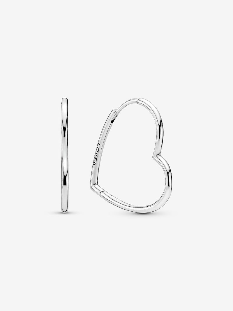 Asymmetrical Heart Hoop Earrings - Sterling silver - 297822