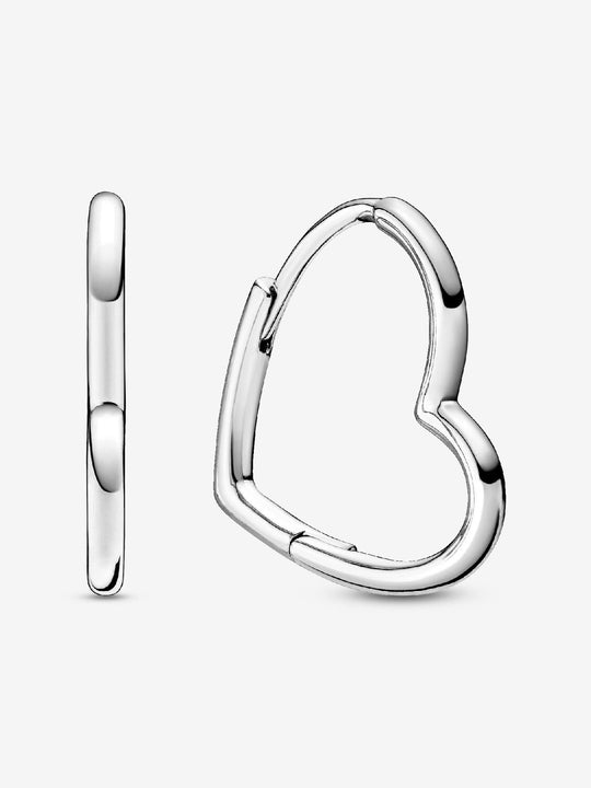 Asymmetric Heart Hoop Earrings - Sterling Silver - 298307C00