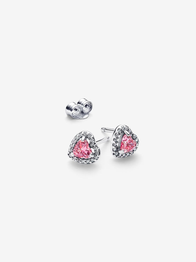 Elevated Pink Heart Stud Earrings - Sterling silver - 298427C02
