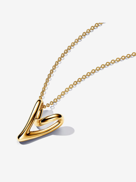 Organically Shaped Heart Pendant Necklace - 14ct Gold Plated - 363272C00-70