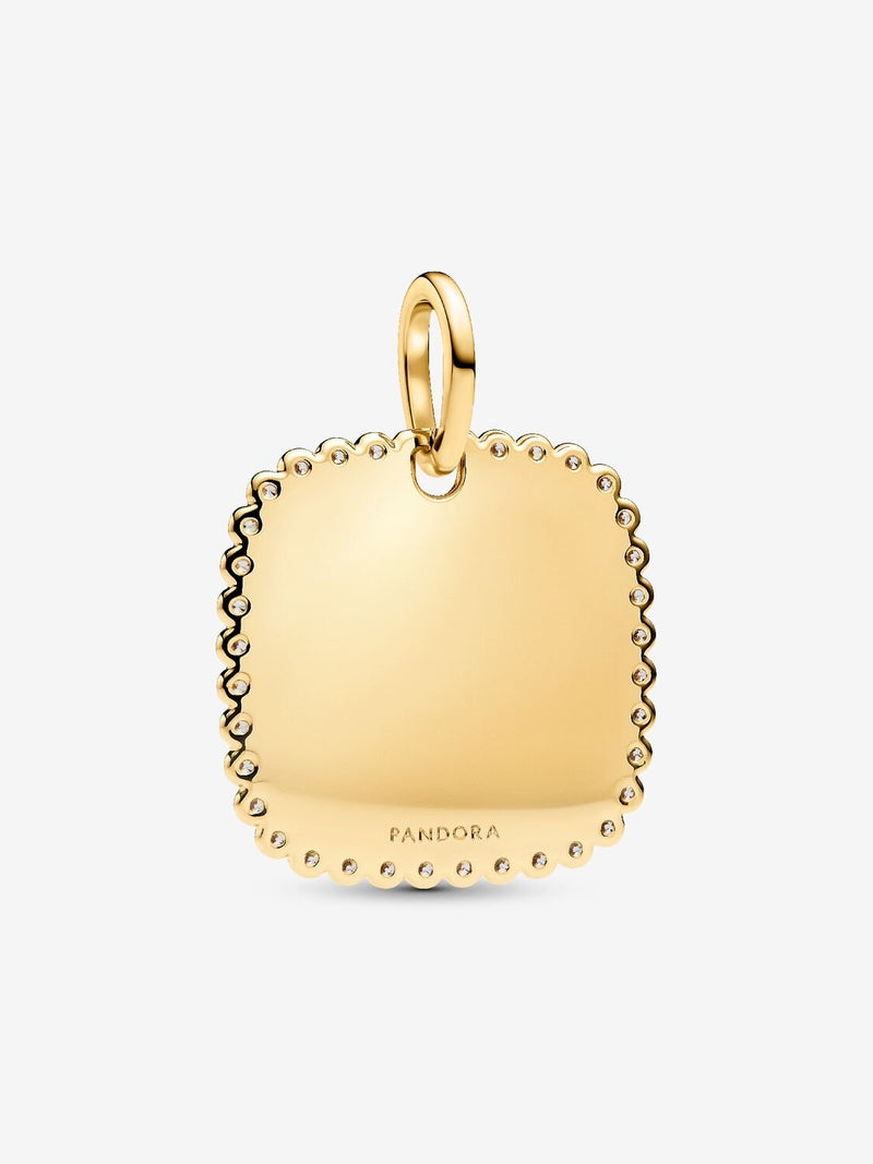 Engravable Square Pendant with CZ - 14ct Gold Plated - 364009C01
