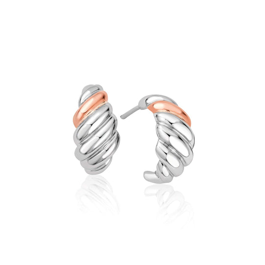 Lover's Twist Earrings - Silver/Rose - 3SLTW0614