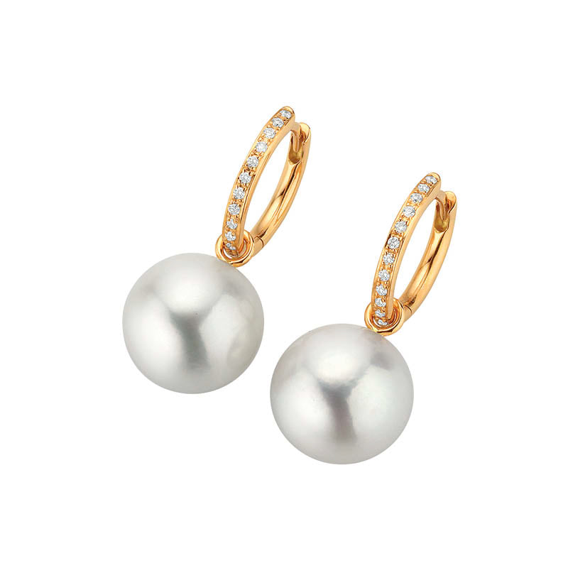 Ming Freshwater Pearl & Diamond Hoop Earrings - 18ct Rose Gold - 5-24267-01