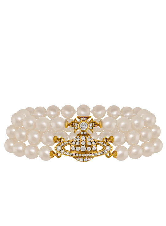 Graziella Three Row Pearl Bracelet - Gold - 6103008J-02R143-W2