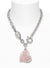 Valentines Heart Locket Necklace - Silver/Pink - 6301012L-02P476-CN