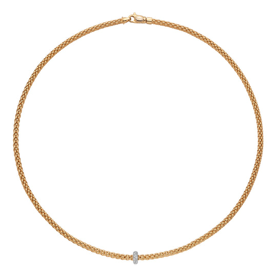 Prima Rope Necklace with Diamonds, 43cm - 18ct Yellow Gold - 745CBBR-GB