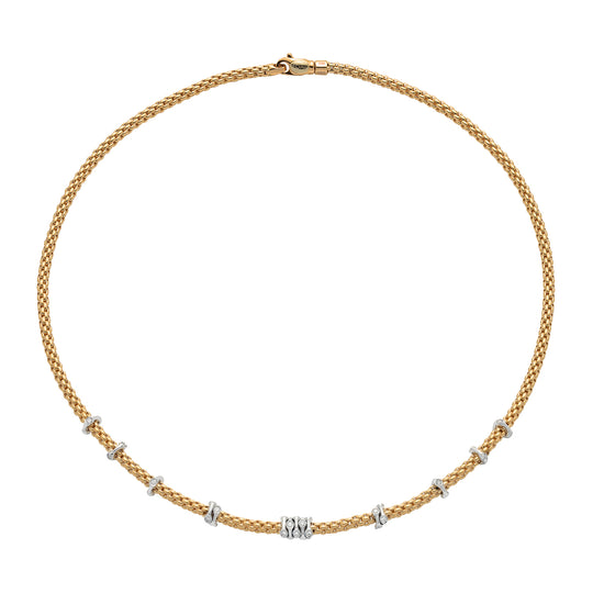 Prima Necklace with Diamonds - 18ct Yellow Gold - 748CBBR-GB