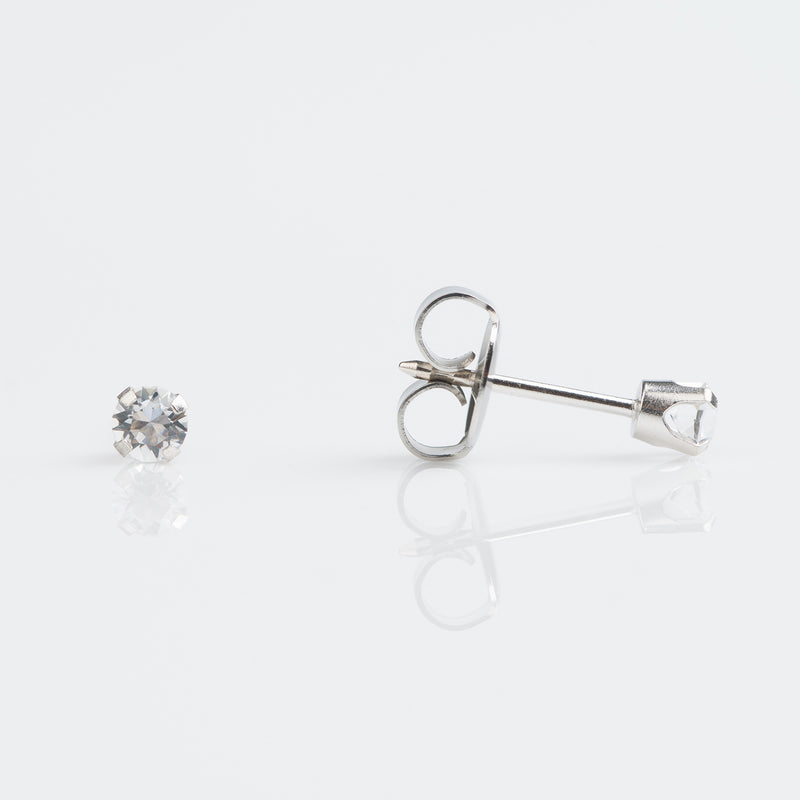 Cubic Zirconia Stud Earrings, 3mm - 9ct White Gold - 7509-5094