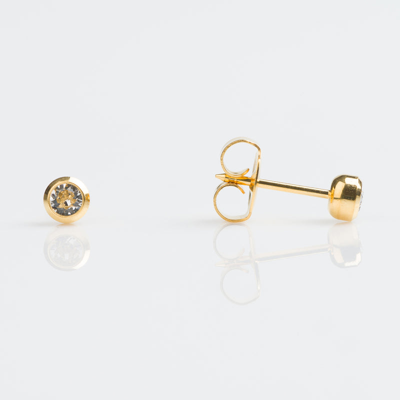 Crystal Stud Earrings, 4mm - Gold  - 7511-0204