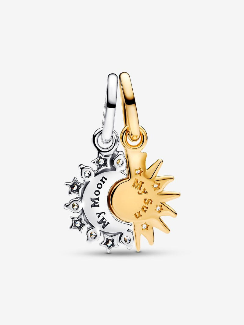Splittable Sun & Moon Dangle Charm - Sterling Silver & 14ct Gold Plated - 763585C01