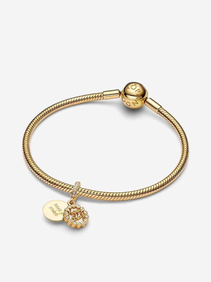 Happy Birthday Cake Dangle Charm - 14ct Gold Plated - 763787C01