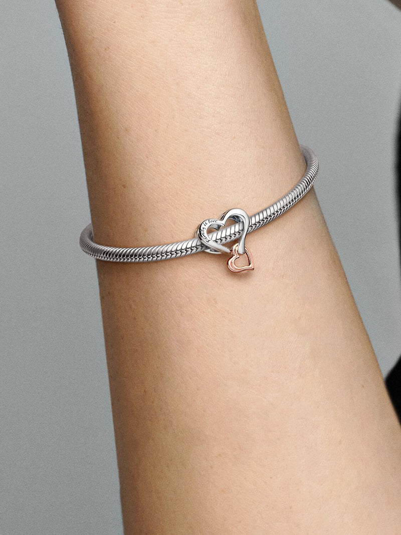Two-tone Openwork Infinity Heart Charm - Sterling Silver & 14ct Rose Gold Plated - 782642C00