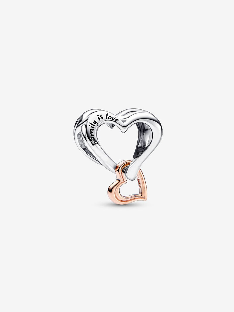 Two-tone Openwork Infinity Heart Charm - Sterling Silver & 14ct Rose Gold Plated - 782642C00
