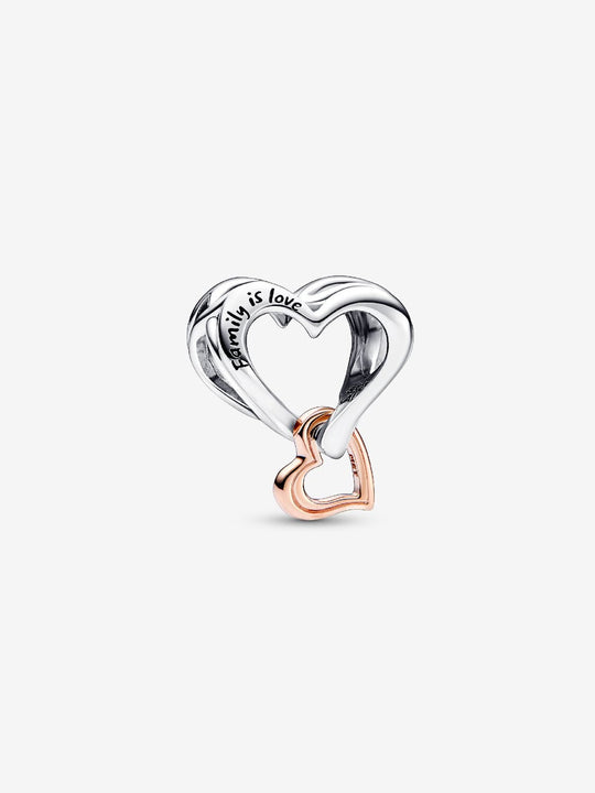 Two-tone Openwork Infinity Heart Charm - Sterling Silver & 14ct Rose Gold Plated - 782642C00