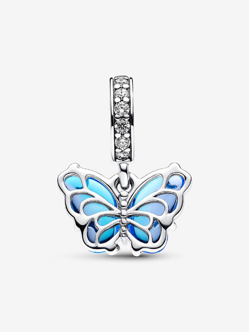 Blue Murano Glass Butterfly Dangle Charm - Sterling Silver - 792698C01