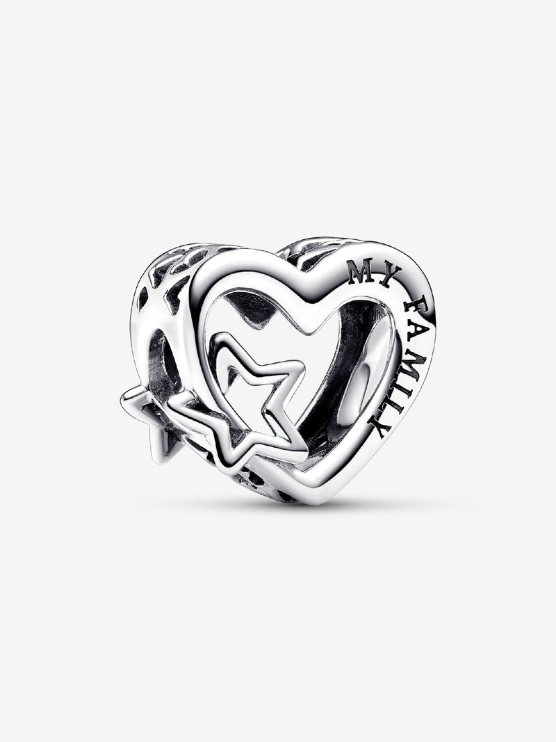 Openwork Family Heart & Star Charm - Sterling Silver - 792829C00