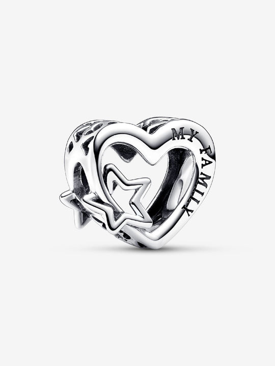 Openwork Family Heart & Star Charm - Sterling Silver - 792829C00