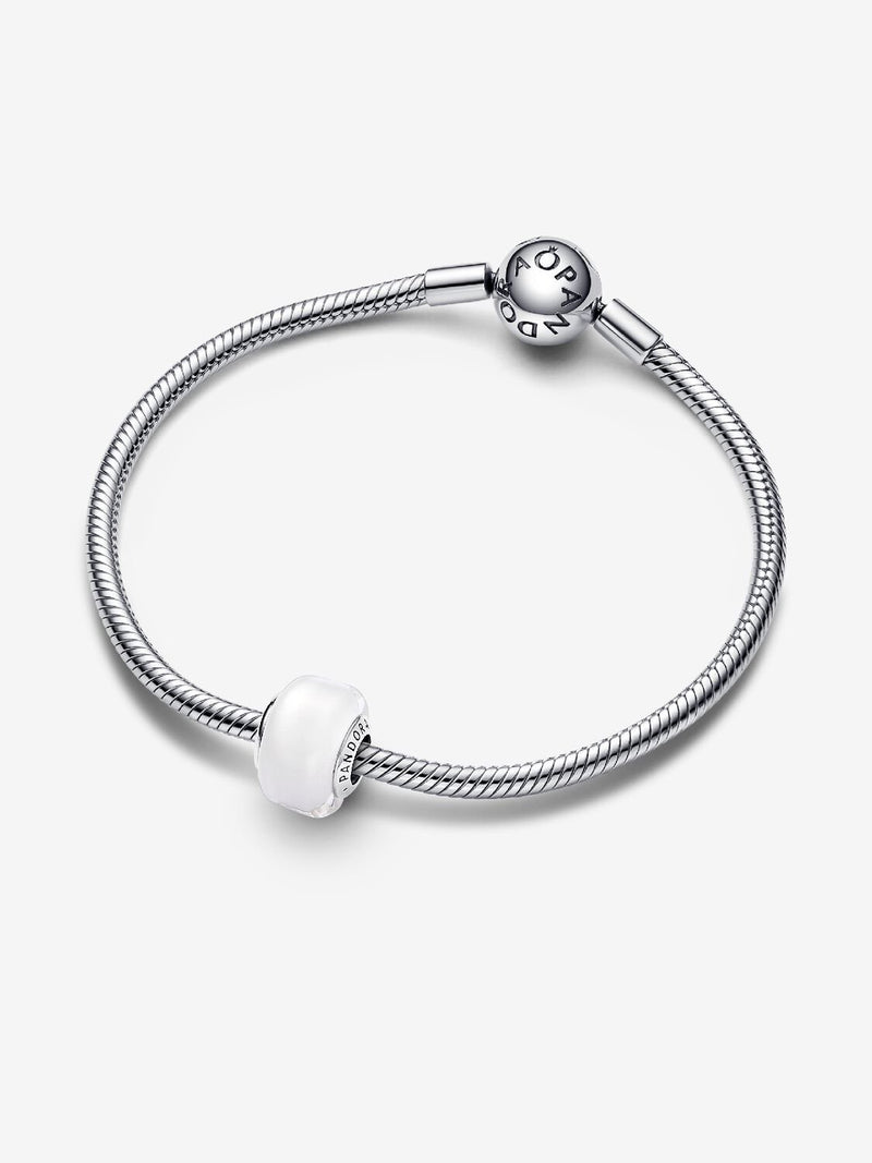 White Mini Murano Glass Charm - Sterling Silver - 793118C00