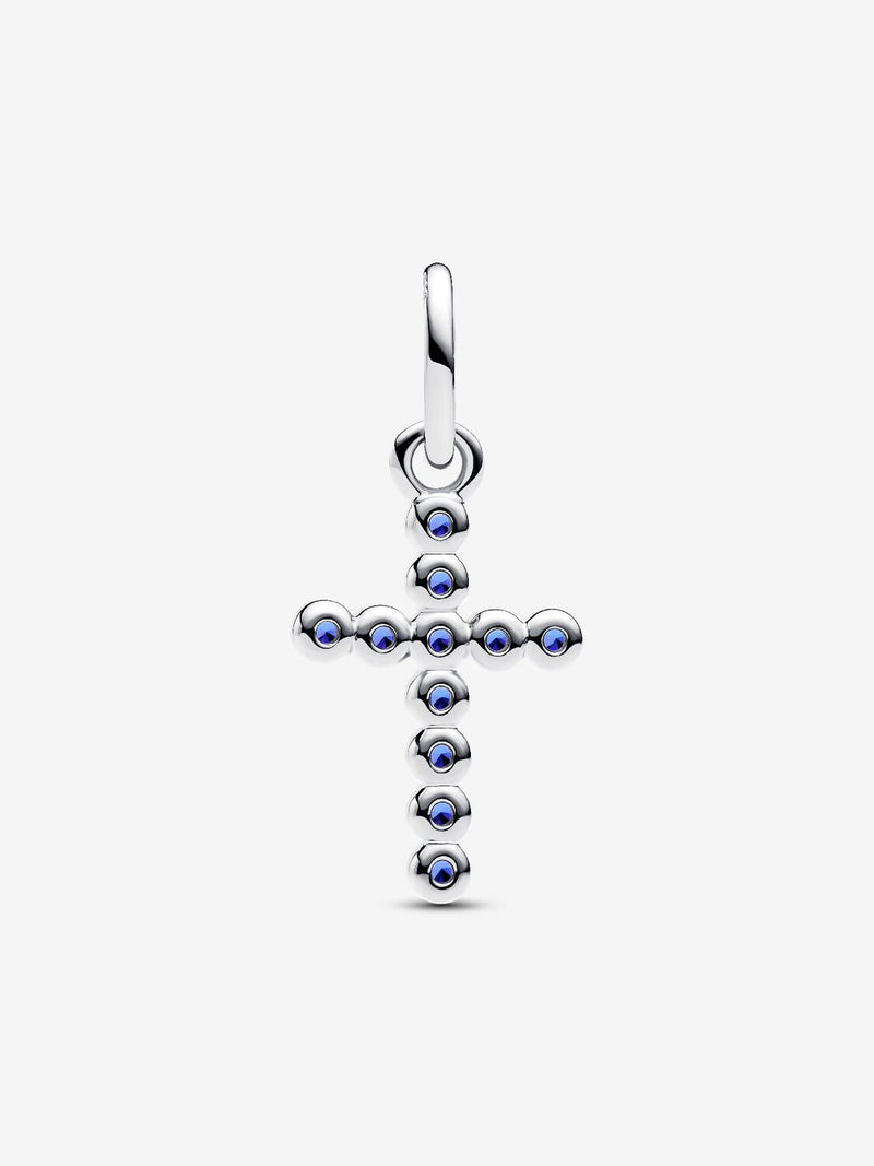 Cross Dangle Charm with Stellar Blue Crystal - Sterling Silver - 794063C01