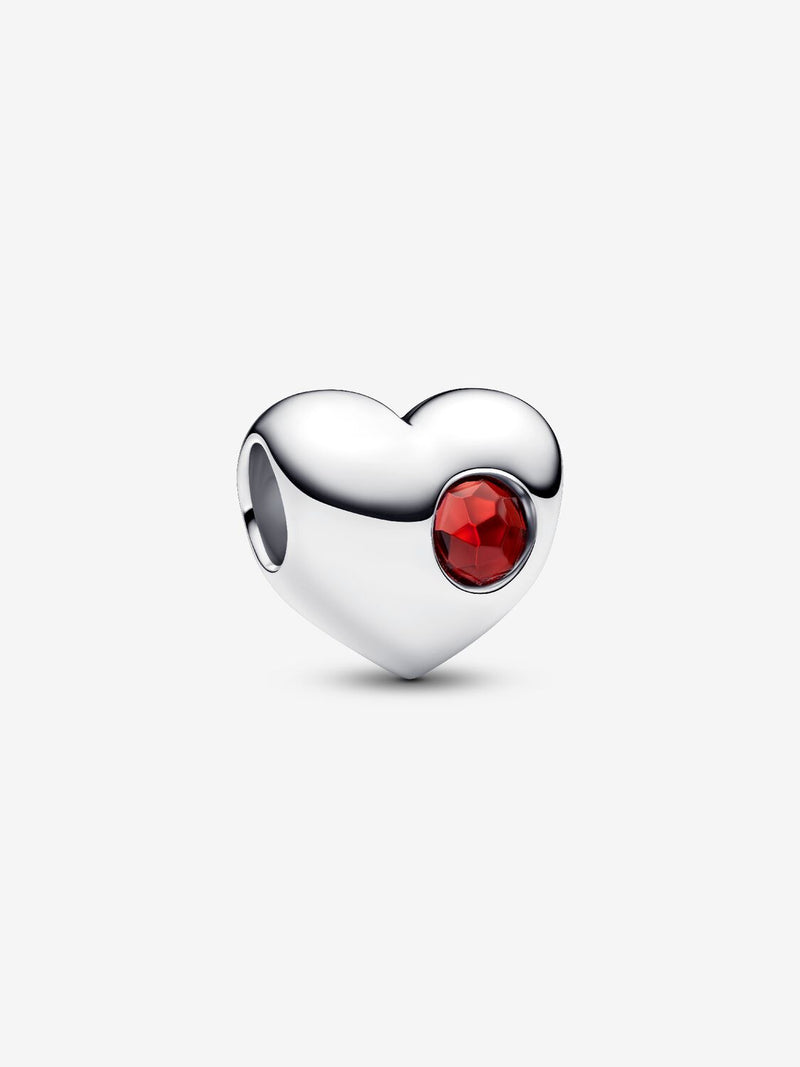 January Birthstone Heart Charm, Salsa Red Crystal - Sterling Silver - 794161C01