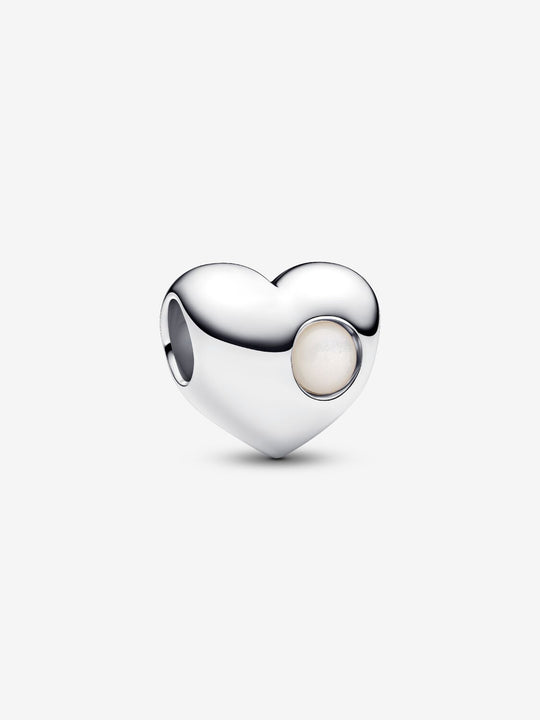 June Birthstone Heart Charm, Mother of Pearl - Sterling Silver - 794161C06