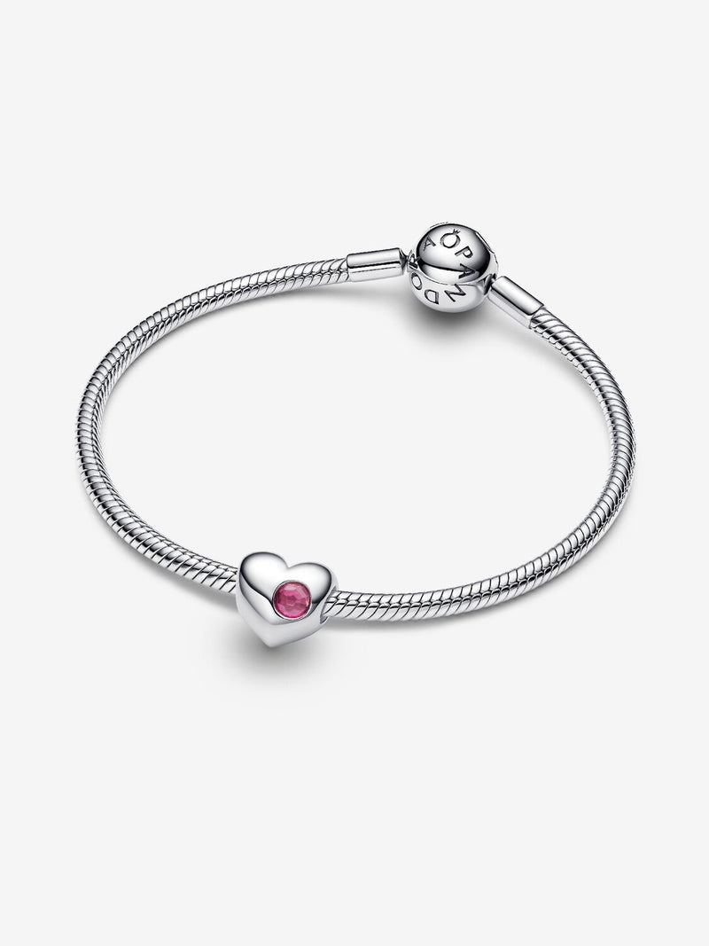 October Birthstone Heart Charm, Phlox Pink Crystal - Sterling Silver - 794161C10