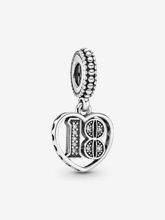 18th Celebration Dangle Charm - Sterling Silver - 797262CZ
