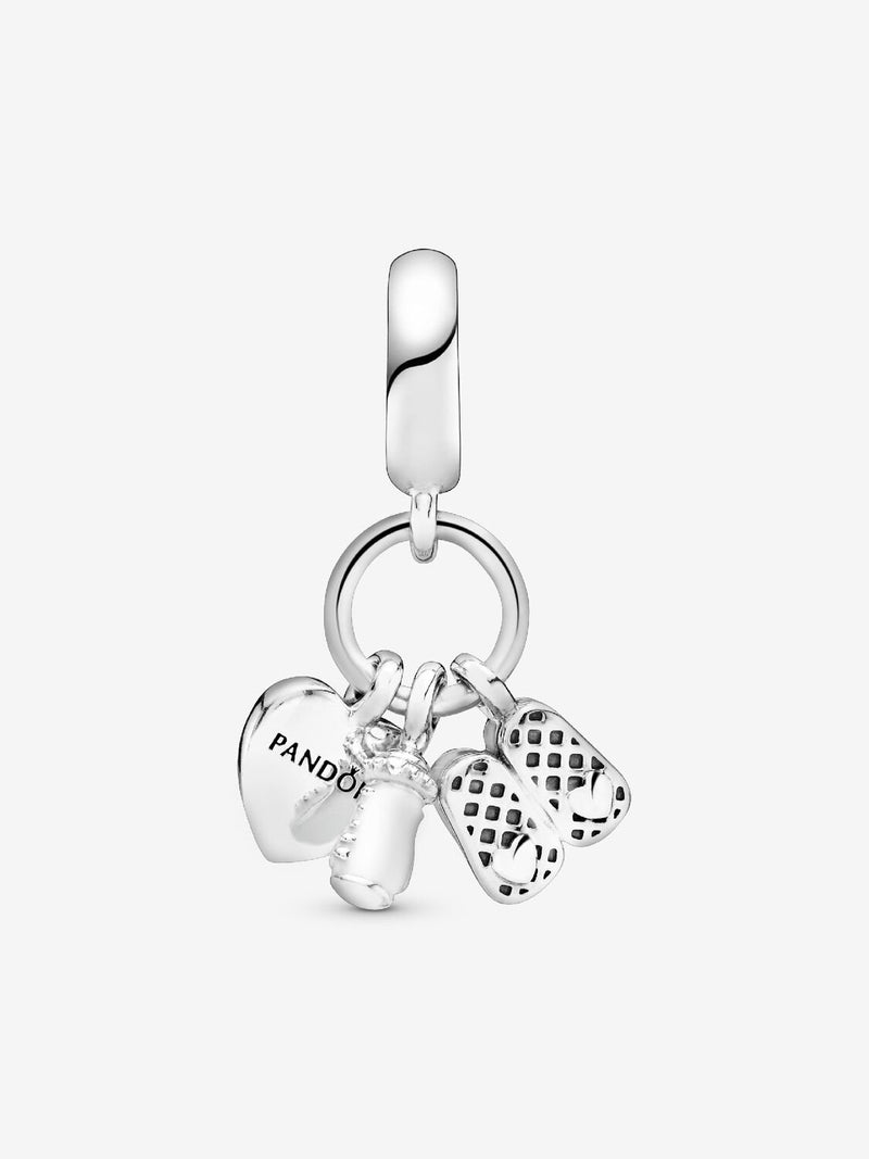 Baby Bottle & Shoes Dangle Charm - Sterling Silver - 798106CZ