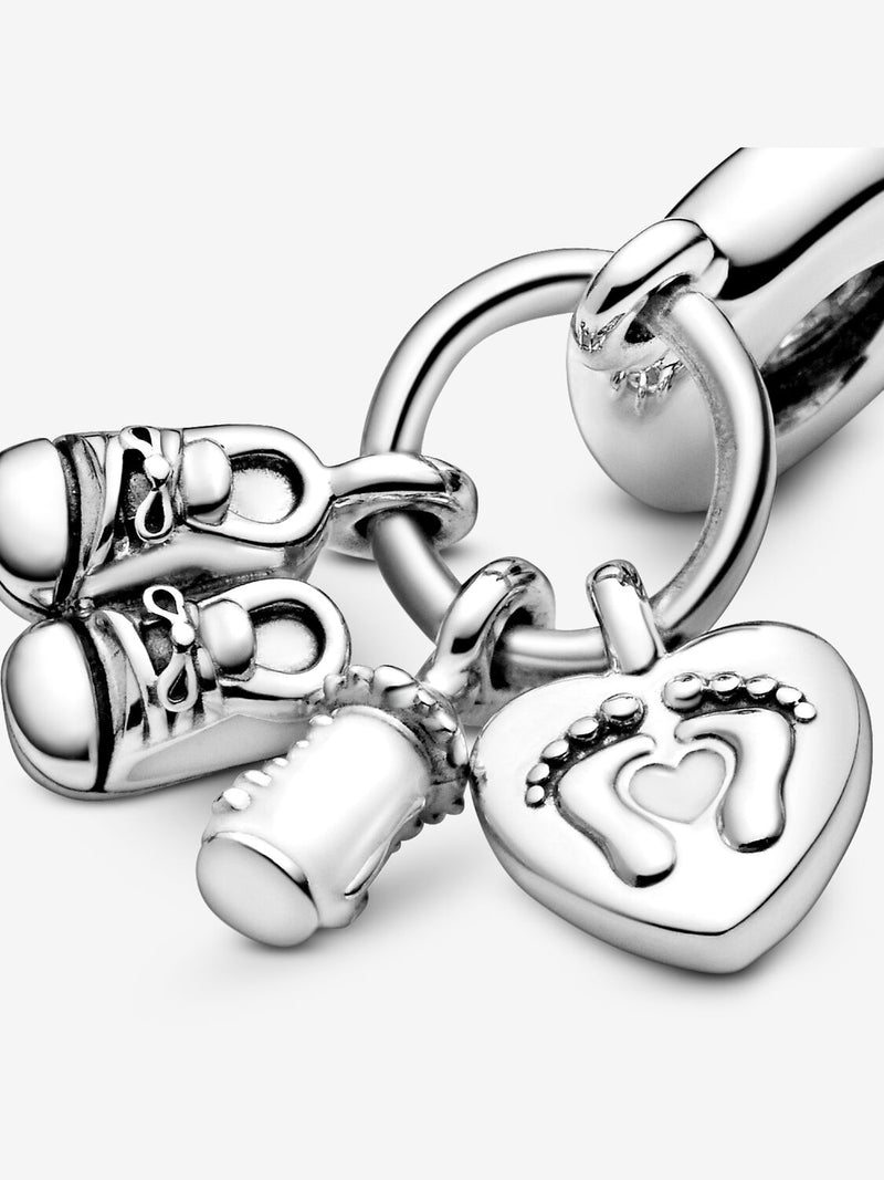 Baby Bottle & Shoes Dangle Charm - Sterling Silver - 798106CZ