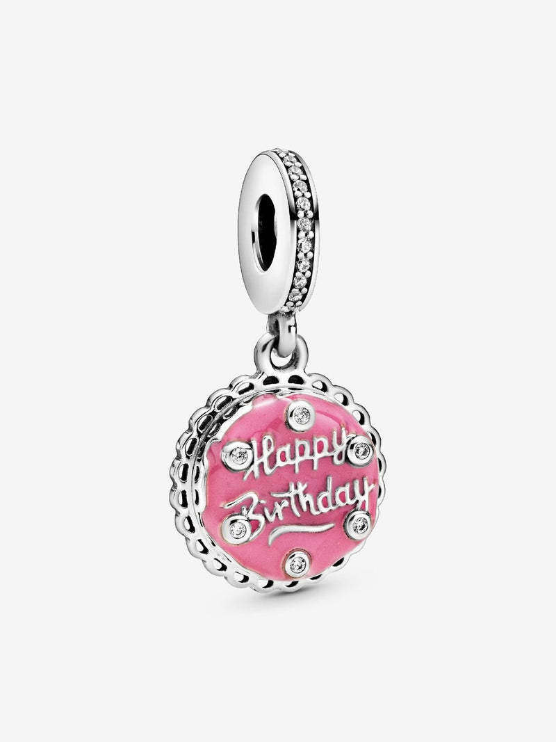 Pink Birthday Cake Dangle Charm - Sterling Silver - 798888C01