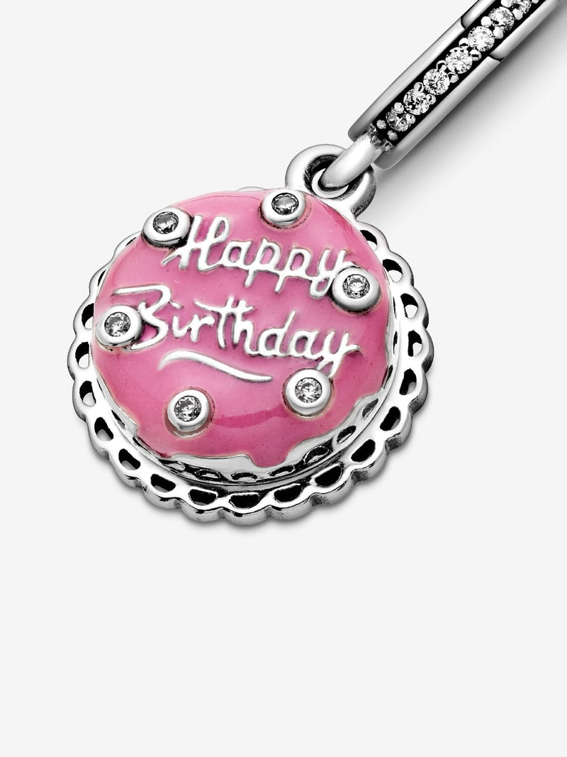 Pink Birthday Cake Dangle Charm - Sterling Silver - 798888C01